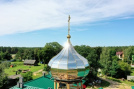 Установка купола на строящийся храм в честь святого праведного Лазаря Четверодневного в Вежном